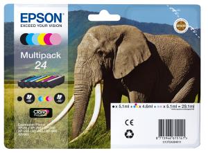 Ink Cartridge - 24 Elephant - 29.1ml - Black/ Yellow/ Cyan/ Magenta/ Light Magenta/ Light Cyan