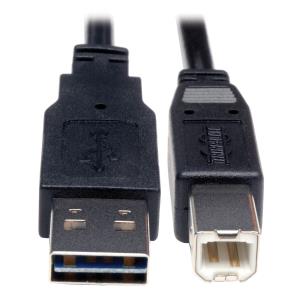 TRIPP LITE Universal Reversible USB 2.0 Hi-Speed Cable (Reversible A to B M/M) 1-ft 30cm