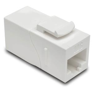 TRIPP LITE CAT6a Straight-Through Modular In-Line Snap-In Coupler w/90-Degree Down-Angled Port White (RJ45 F/F)