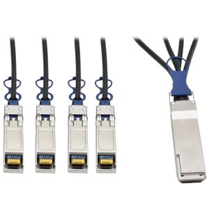 TRIPP LITE QSFP+ to 10 GbE SFP+ Passive DAC Breakout Cable (M/M) - QSFP+ to (x4) SFP+ 3m (N281-03M-BK)