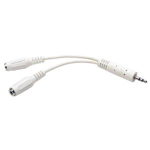 TRIPP LITE 3.5mm Mini Stereo Cable adapter Y Splitter for Speakers and Headphones (M to 2x F) White 6-in 15cm