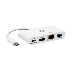 TRIPP LITE Docking Station USB-C - HDMI / USB 3.0 / RJ45 / USB C - 60W Power delivery - White