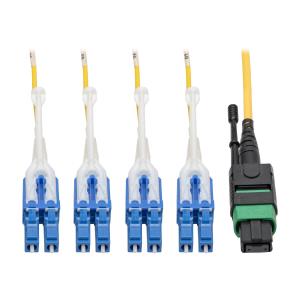 TRIPP LITE MTP/MPO (APC) to 8xLC (UPC) Singlemode Breakout Patch Cable, 40/100 GbE, QSFP+ 40GBASE-PLR4, Plenum, Yellow, 2 m (6.6 ft.)