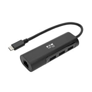 TRIPP LITE USB 3.1 Gen 1 USB-C Portable Hub/Adapter, 3 USB-A Ports and Gigabit Ethernet Port, Thunderbolt 3 Compatible, Black