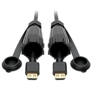TRIPP LITE High-Speed HDMI Cable with Hooded Connectors - Industrial, IP67-Rated, 4K, Ethernet, M/M, Black, 12 ft. 3.7m