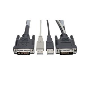 TRIPP LITE DVI to USB-A Dual KVM Cable Kit - (2x Male/2x Male), 1920 x 1200 (1080p) @ 60 Hz, 10ft 3m