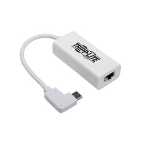 TRIPP LITE USB 3.1 Gen 1 Right-Angle USB-C to Gigabit Ethernet Network Adapter - 10/100/1000 Mbps, ThunderboltT 3 Compatible, White