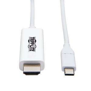 TRIPP LITE SATA Transition Cable SB-C to HDMI Adapter Cable (M/M) - 3.1, Gen 1, Thunderbolt 3, 4K @ 60 Hz, Converter on HDMI End, White, 6 ft 1.8m
