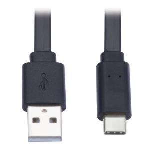 TRIPP LITE USB-A to USB-C Flat Cable - M/M, USB 2.0, Thunderbolt 3 Compatible, Black, 1.8m