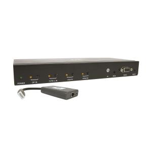 TRIPP LITE 4-Port over CAT6 Presentation Switch/Extender Kit - 4K 60 Hz HDMI, DP & USB-C, VGA, UHD, 4:4:4, HDR, 15.2m PoC, TAA