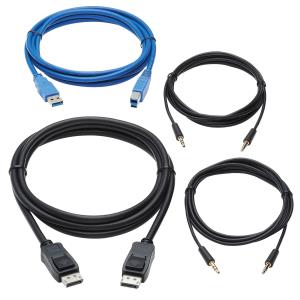 TRIPP LITE DisplayPort KVM Cable Kit for Tripp Lite B005-DPUA2-K and B005-DPUA4 KVM, 4K DP, USB 3.2, 3.5mm 3m
