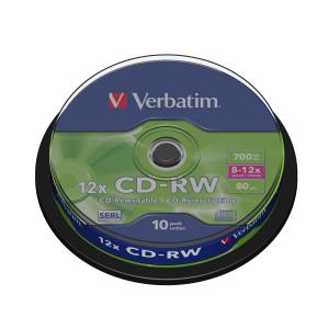 Cdrw Recorder Media 700MB 80min 12x Datalife Plus Hi Speed 10-pk With Spindle