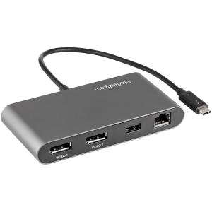 Thunderbolt 3 Mini Dock - Portable Dual Monitor Tb3 Docking Station W/ DisplayPort 4k 60hz - 1x USB-a & Gbe - 11in Attached Cable
