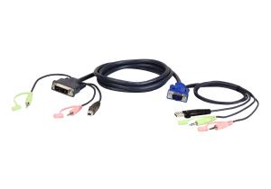 Vga To DVI-a KVM Cable With Audio USB 3m
