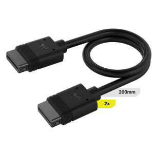 Icue Link Cable, 2x 200mm With Straight Connectors, Black