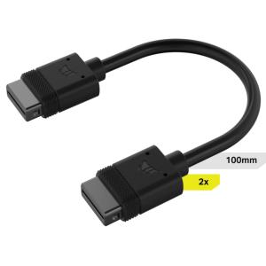 Icue Link Cable, 2x 100mm With Straight Connectors, Black