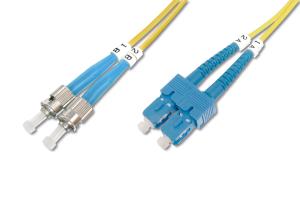 Fiber Optic Patch Cord, ST to SC OS2, Singlemode 09/125 , Duplex, Length 3m