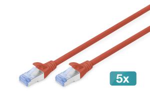 Patch cable - Cat 5e - SF/UTP - Snagless - Cu - 10m - red - 5pk