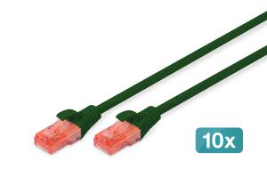 Patch cable - CAT6 - U/UTP - Snagless - Cu - 50cm - green - 10pk