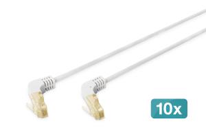 Patch cable 90 angled - CAT6a - S/FTP - Snagless -  1m - Grey - 10pk