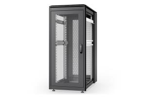 26U network cabinet - Unique 1342x600x1000mm perforated doors no side panels black