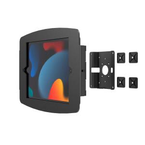 iPad 10.2in 7-9th Gen (2019-2021) Glass Mount Bracket with Security Slot + Space, Enclosure - Black